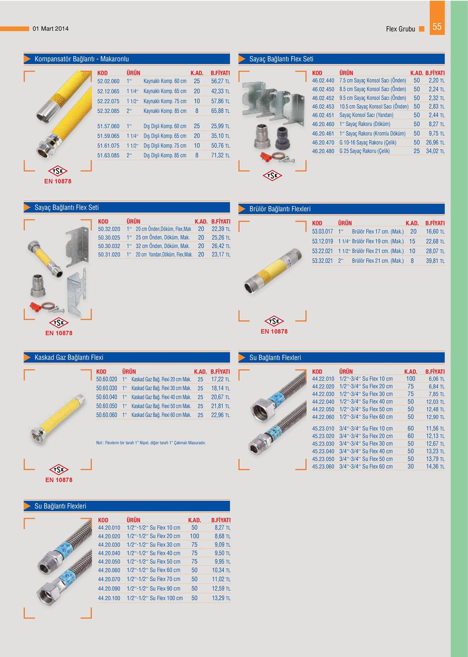 75 cm 10 50,76 TL 51.63.085 2 Dış Dişli Komp. 85 cm 8 71,32 TL Sayaç Bağlantı Flex Seti 46.02.440 7.5 cm Sayaç Konsol Sacı (Önden) 50 2,20 TL 46.02.450 8.5 cm Sayaç Konsol Sacı (Önden) 50 2,24 TL 46.