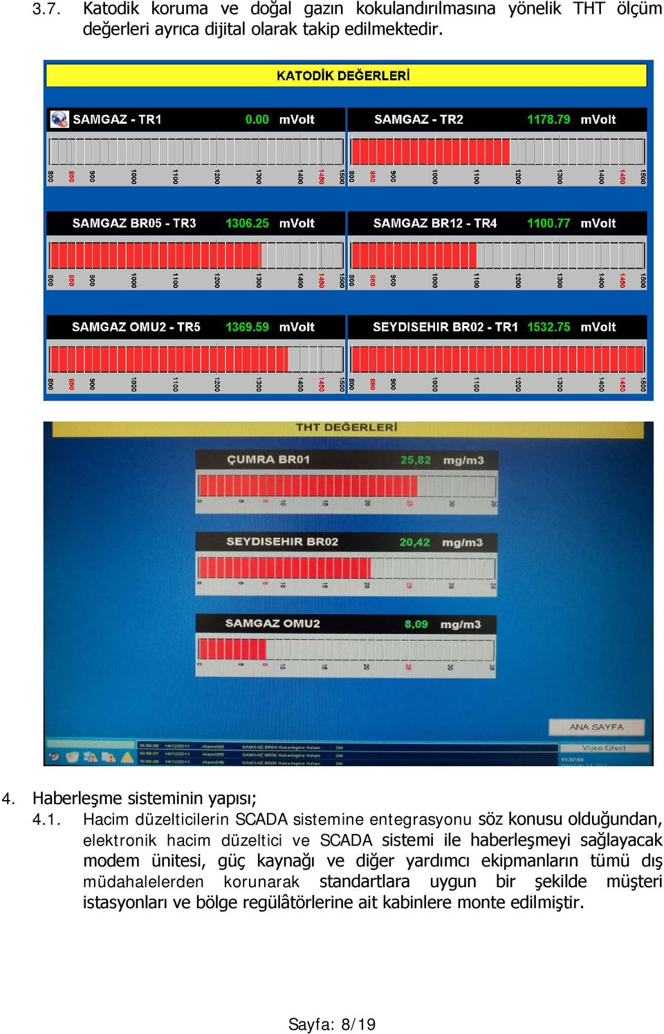 Hacim düzelticilerin SCADA sistemine entegrasyonu söz konusu olduğundan, elektronik hacim düzeltici ve SCADA sistemi ile