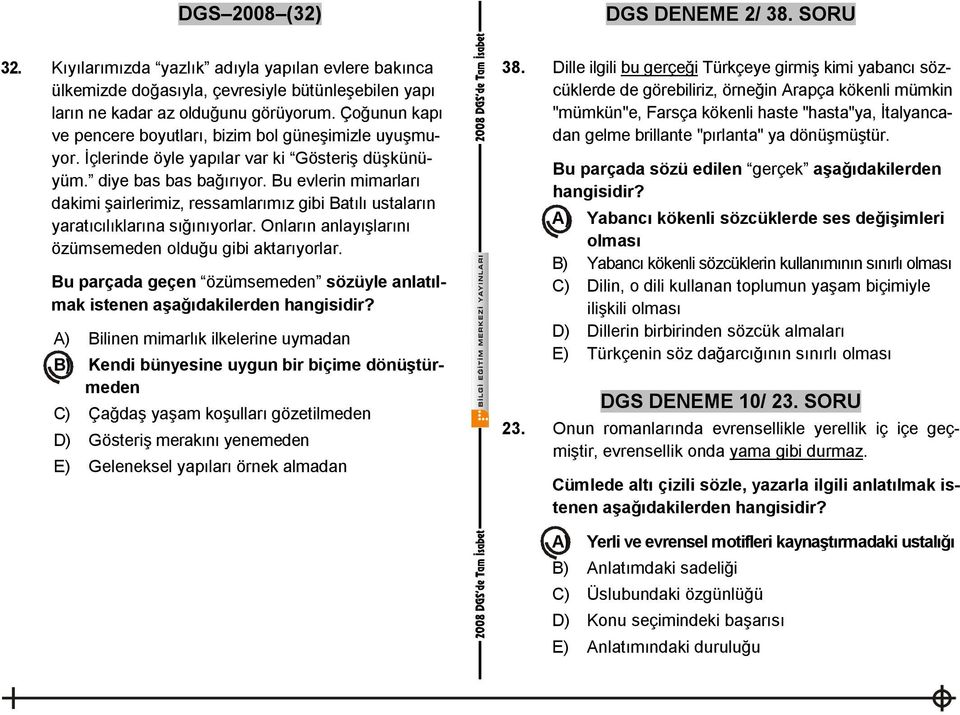 Bu evlerin mimarları dakimi şairlerimiz, ressamlarımız gibi Batılı ustaların yaratıcılıklarına sığınıyorlar. Onların anlayışlarını özümsemeden olduğu gibi aktarıyorlar.