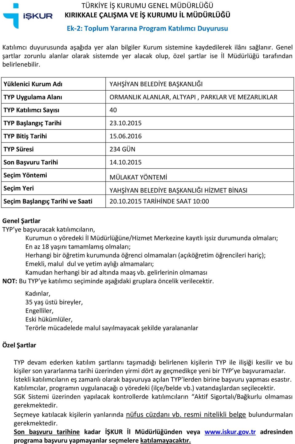 ALTYAPI, PARKLAR VE MEZARLIKLAR YAHŞİYAN