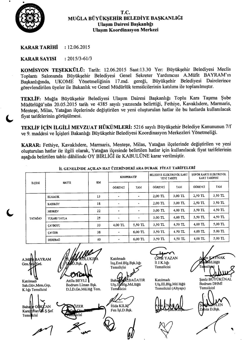 geregi, Buyuksehir Belediyesi Dairelerince gorevlendirilen iiyeler ile Bakanhk ve Genel Miidurluk temsilcilerinin katihmi iletoplamlmi tir.