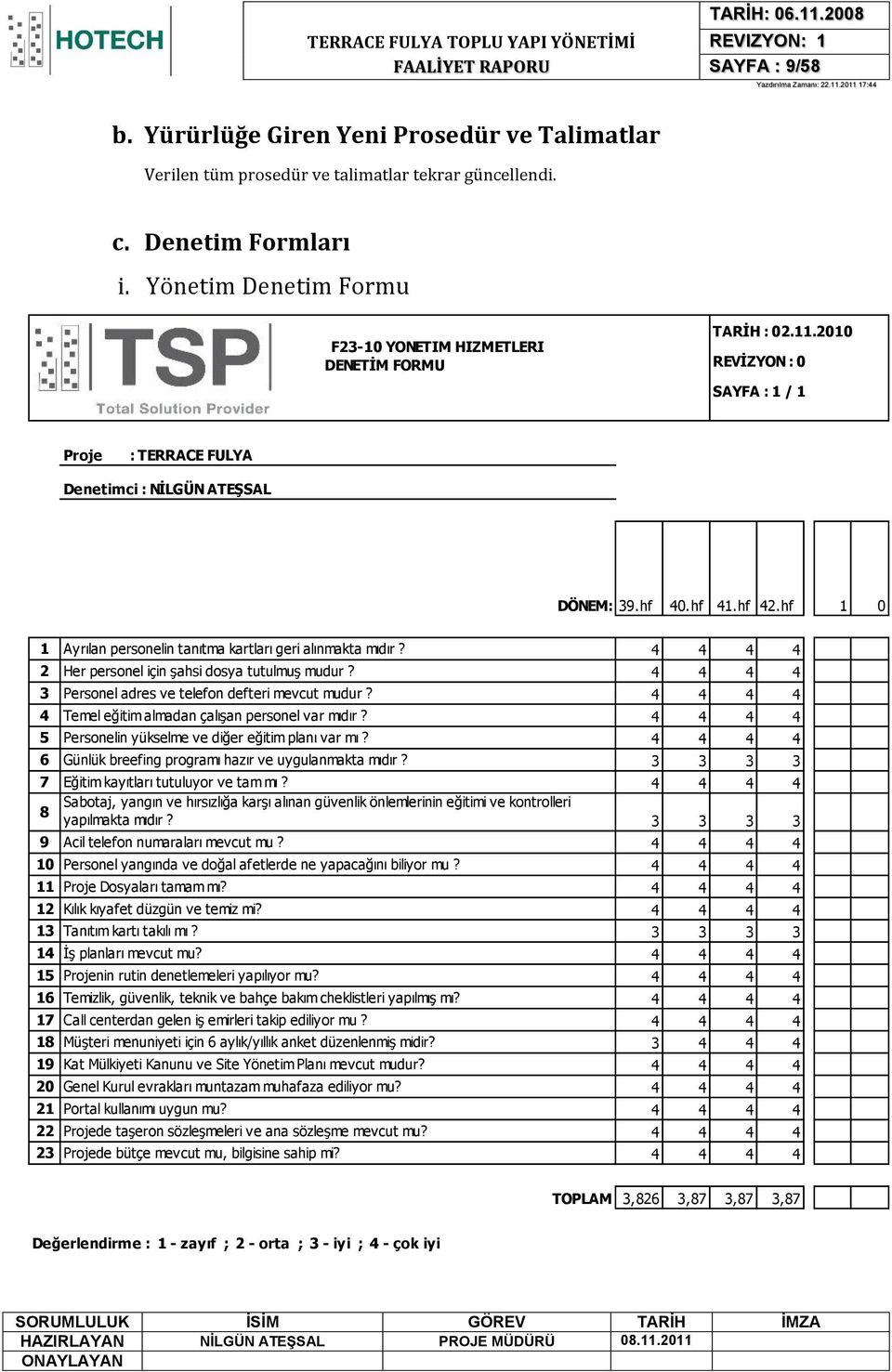 hf 1 0 1 Ayrılan personelin tanıtma kartları geri alınmakta mıdır? 4 4 4 4 2 Her personel için Ģahsi dosya tutulmuģ mudur? 4 4 4 4 3 Personel adres ve telefon defteri mevcut mudur?