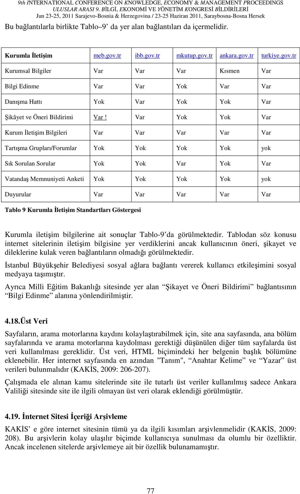 Var Yok Yok Var Kurum İletişim Bilgileri Var Var Var Var Var Tartışma Grupları/Forumlar Yok Yok Yok Yok yok Sık Sorulan Sorular Yok Yok Var Yok Var Vatandaş Memnuniyeti Anketi Yok Yok Yok Yok yok