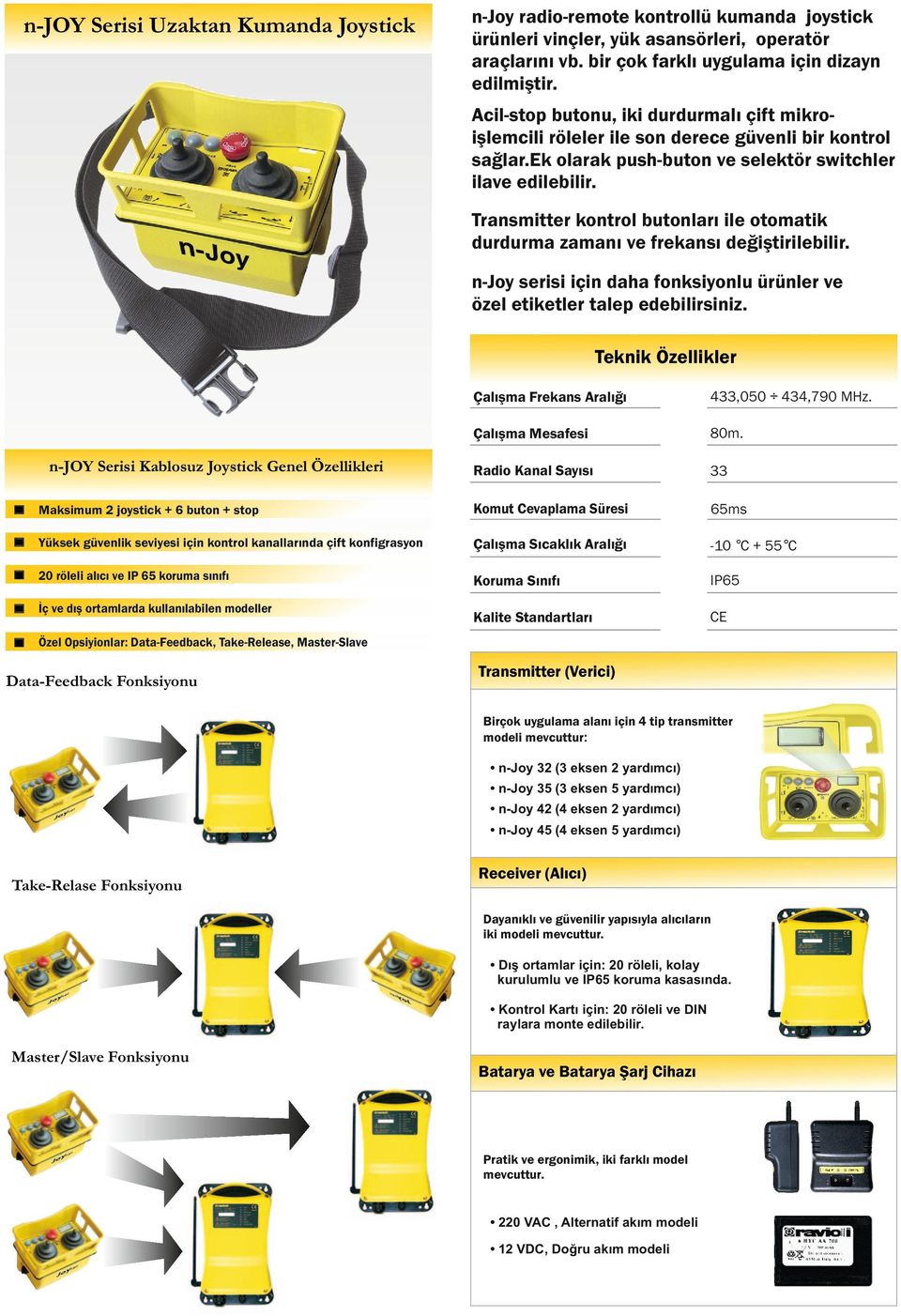 Transmitter kontrol butonları ile otomatik durdurma zamanı ve frekansı değiştirilebilir. njoy serisi için daha fonksiyonlu ürünler ve özel etiketler talep edebilirsiniz.