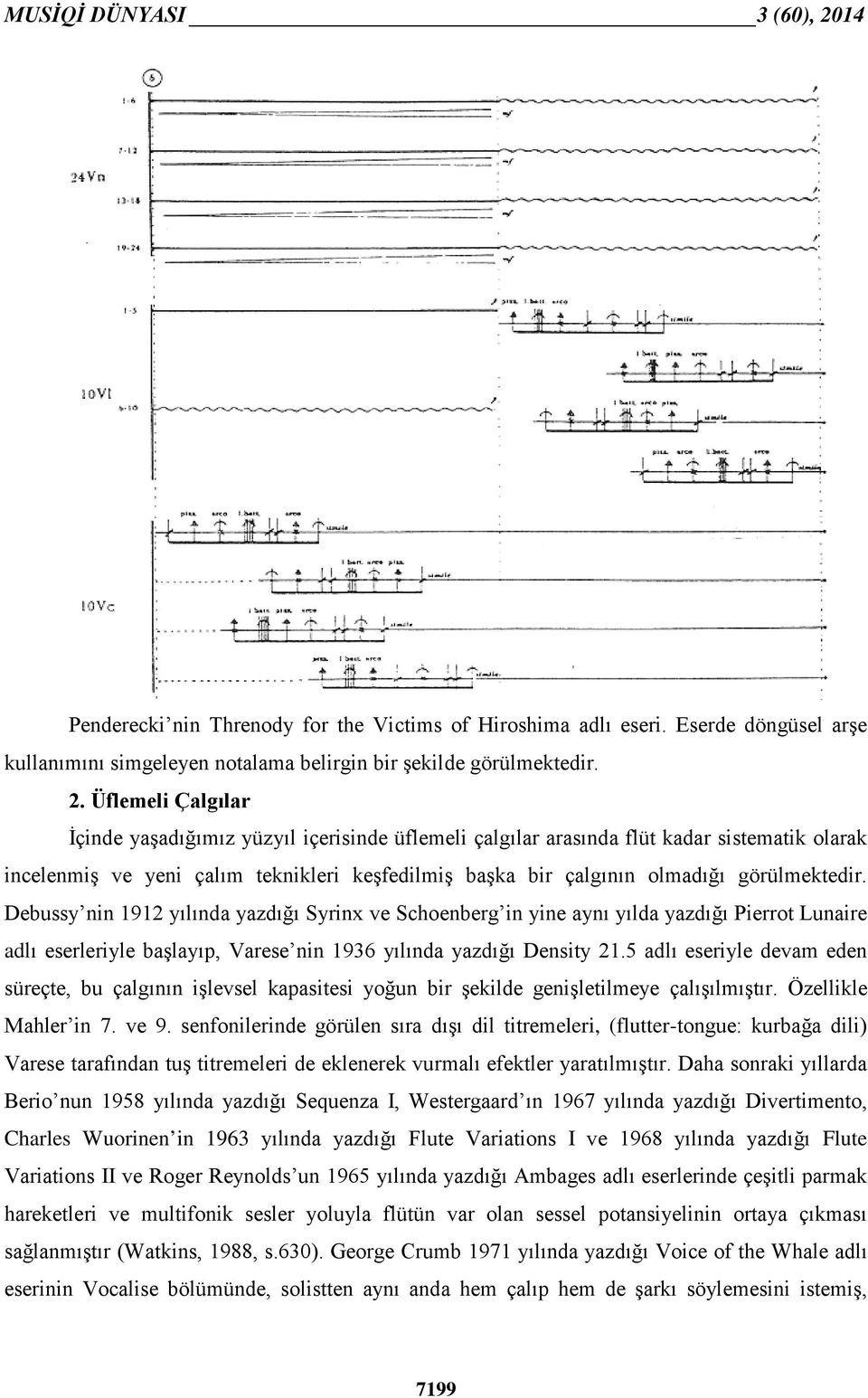 görülmektedir. Debussy nin 1912 yılında yazdığı Syrinx ve Schoenberg in yine aynı yılda yazdığı Pierrot Lunaire adlı eserleriyle başlayıp, Varese nin 1936 yılında yazdığı Density 21.