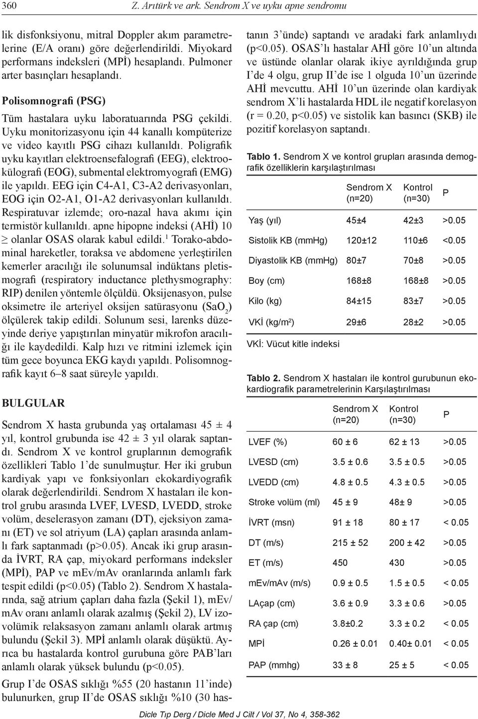 Poligrafik uyku kayıtları elektroensefalografi (EEG), elektrookülografi (EOG), submental elektromyografi (EMG) ile yapıldı.