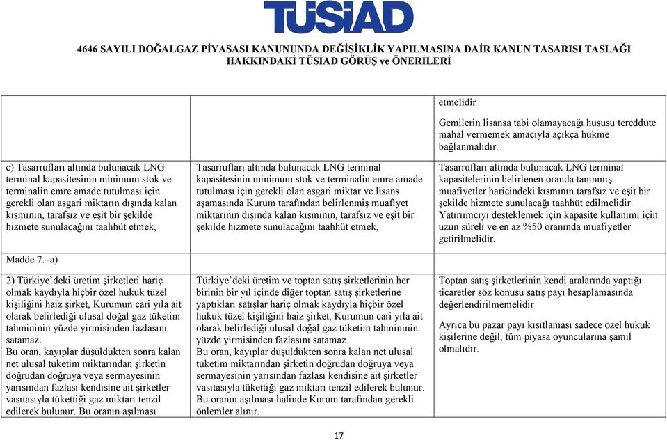 hizmete sunulacağını taahhüt etmek, Madde 7.