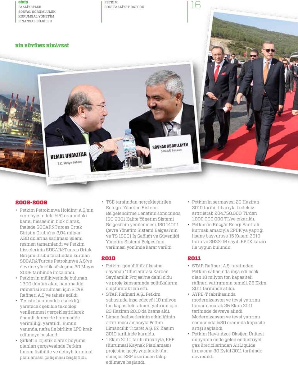 SOCAR&Turcas Ortak Girişim Grubu tarafından kurulan SOCAR&Turcas Petrokimya A.Ş. ye devrine yönelik sözleşme 30 Mayıs 2008 tarihinde imzalandı. Petkim in mülkiyetinde bulunan 1.