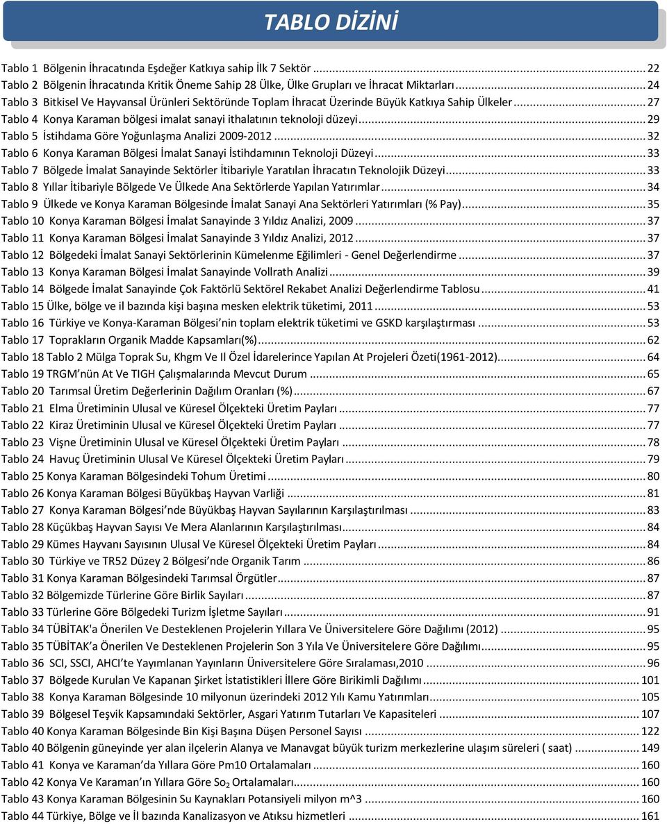 .. 29 Tablo 5 İstihdama Göre Yoğunlaşma Analizi 2009-2012... 32 Tablo 6 Konya Karaman Bölgesi İmalat Sanayi İstihdamının Teknoloji Düzeyi.