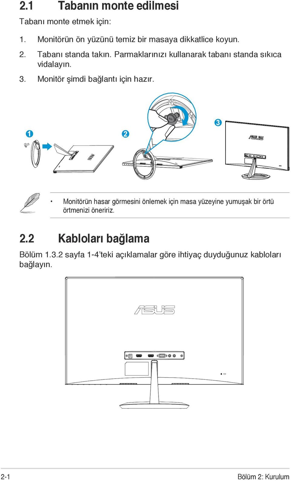 Monitör şimdi bağlantı için hazır.