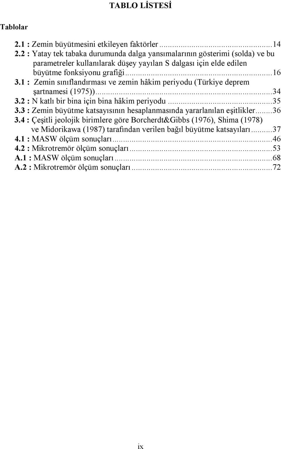 1 : Zemin sınıflandırması ve zemin hâkim periyodu (Türkiye deprem şartnamesi (1975))... 34 3.2 : N katlı bir bina için bina hâkim periyodu... 35 3.