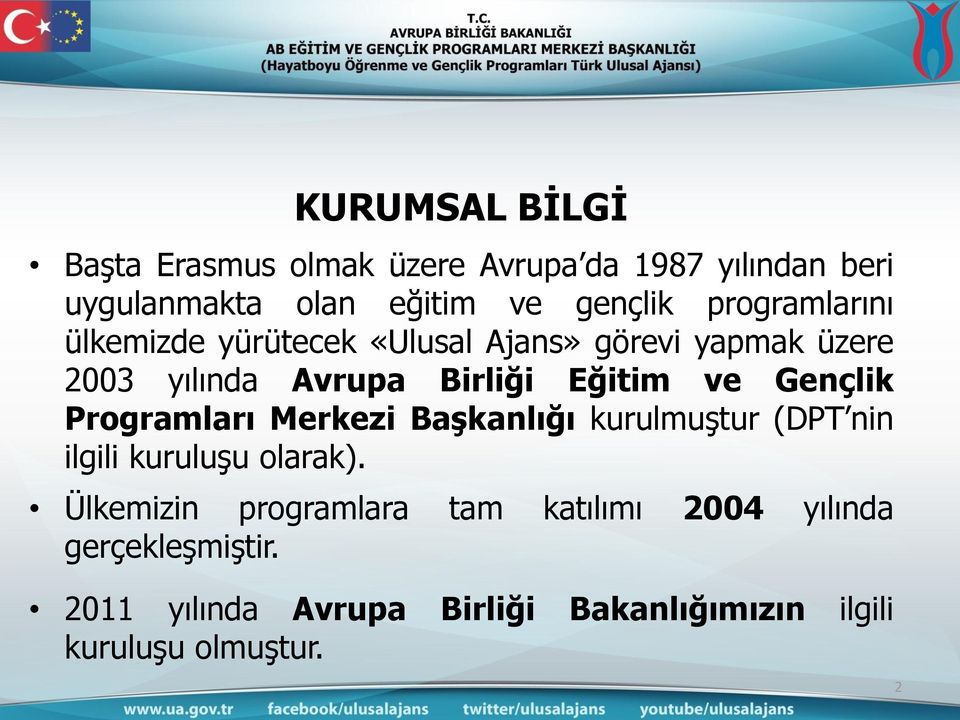 Gençlik Programları Merkezi Başkanlığı kurulmuştur (DPT nin ilgili kuruluşu olarak).