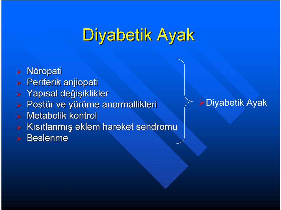 yürüme y anormallikleri Metabolik kontrol