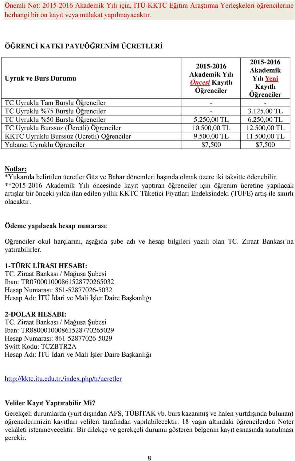 Uyruklu %75 Burslu Öğrenciler - 3.125,00 TL TC Uyruklu %50 Burslu Öğrenciler 5.250,00 TL 6.250,00 TL TC Uyruklu Burssuz (Ücretli) Öğrenciler 10.500,00 TL 12.