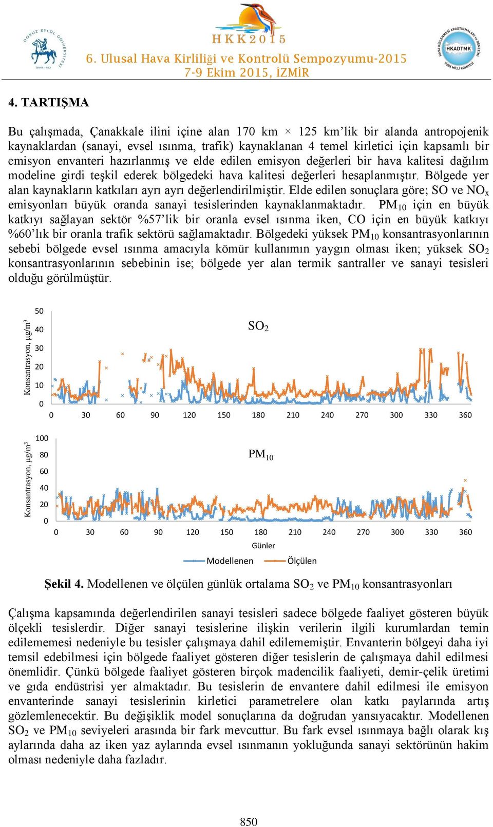 kirletici için kapsamlı bir emisyon envanteri hazırlanmış ve elde edilen emisyon değerleri bir hava kalitesi dağılım modeline girdi teşkil ederek bölgedeki hava kalitesi değerleri hesaplanmıştır.