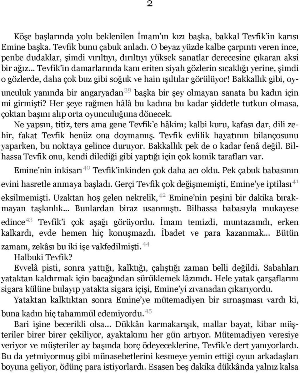 .. Tevfik in damarlarında kanı eriten siyah gözlerin sıcaklığı yerine, şimdi o gözlerde, daha çok buz gibi soğuk ve hain ışıltılar görülüyor!