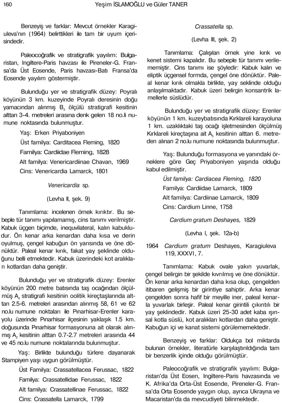 Bulunduğu yer ve stratigrafik düzey: Poyralı köyünün 3 km. kuzeyinde Poyralı deresinin doğu yamacından alınmış B 2 ölçülü stratigrafi kesitinin alttan 3-4. metreleri arasına denk gelen 18 no.