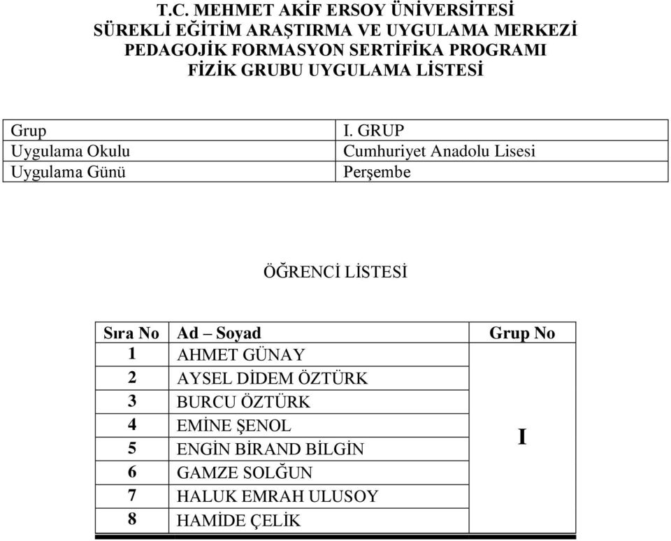 GÜNAY 2 AYSEL DĠDEM ÖZTÜRK 3 BURCU ÖZTÜRK 4 EMĠNE ġenol