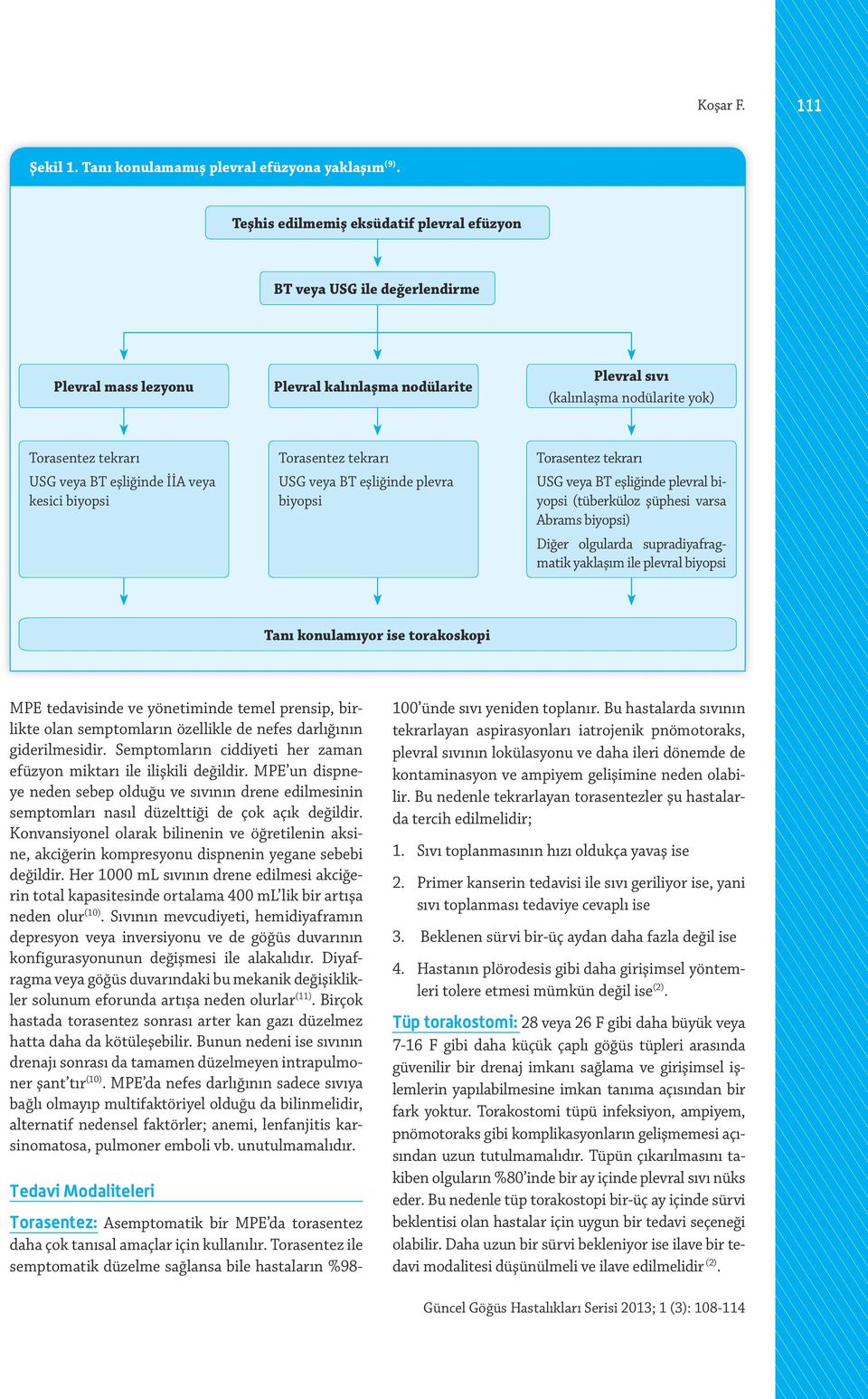 eşliğinde İİA veya kesici biyopsi Torasentez tekrarı USG veya BT eşliğinde plevra biyopsi Torasentez tekrarı USG veya BT eşliğinde plevral biyopsi (tüberküloz şüphesi varsa Abrams biyopsi) Diğer