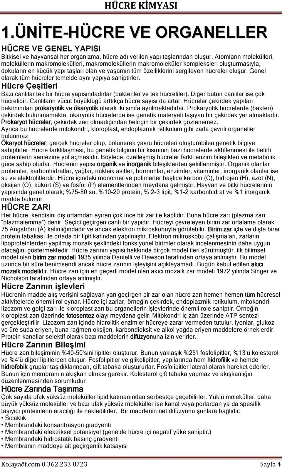 hücreler oluşur. Genel olarak tüm hücreler temelde aynı yapıya sahiptirler. Hücre Çeşitleri Bazı canlılar tek bir hücre yapısındadırlar (bakteriler ve tek hücreliler).