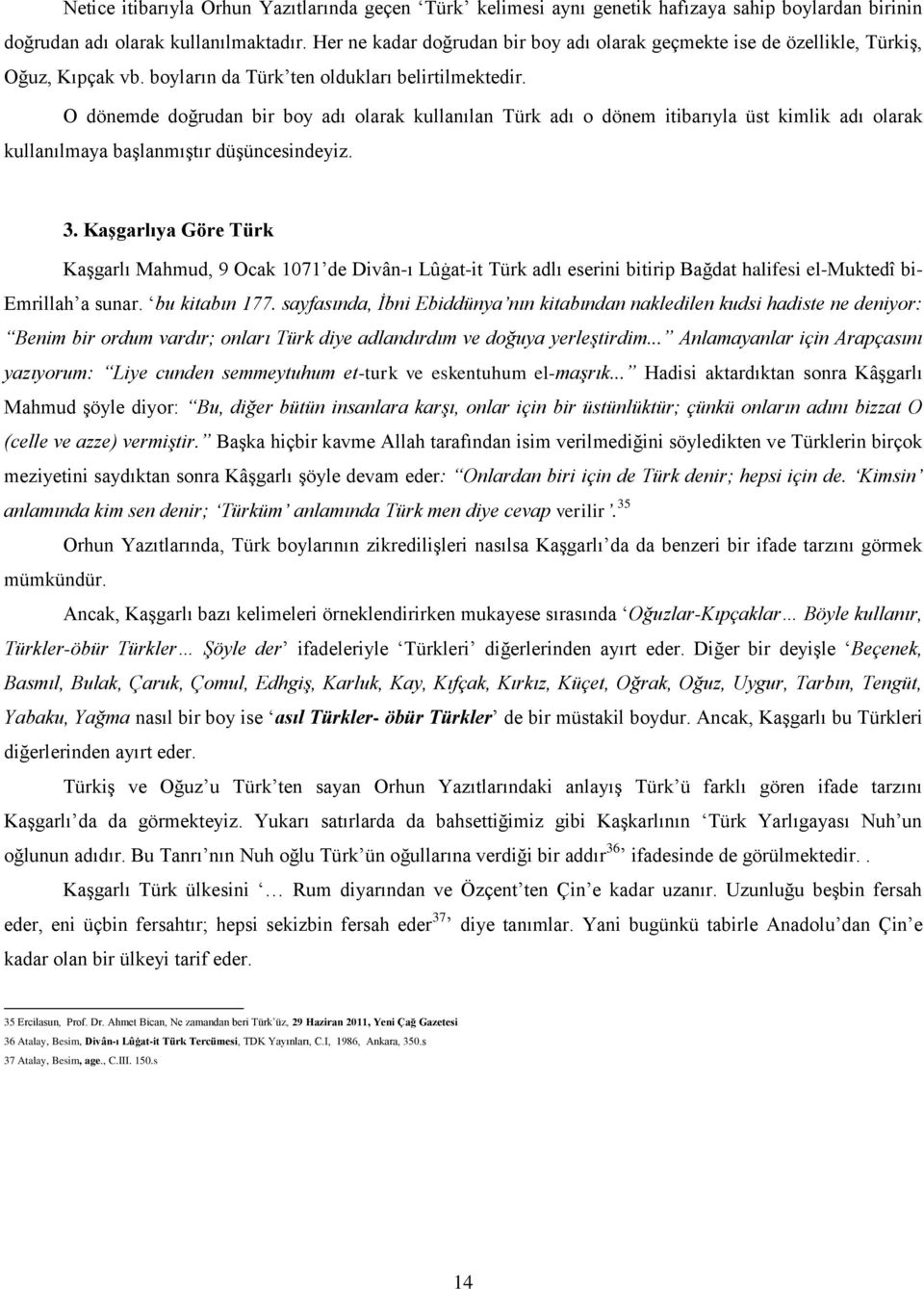 O dönemde doğrudan bir boy adı olarak kullanılan Türk adı o dönem itibarıyla üst kimlik adı olarak kullanılmaya baģlanmıģtır düģüncesindeyiz. 3.