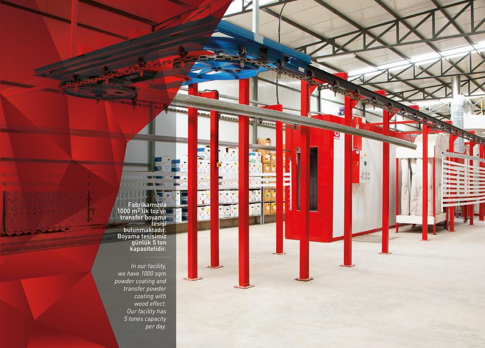 In our facility, we have 1000 sqm powder coating and transfer