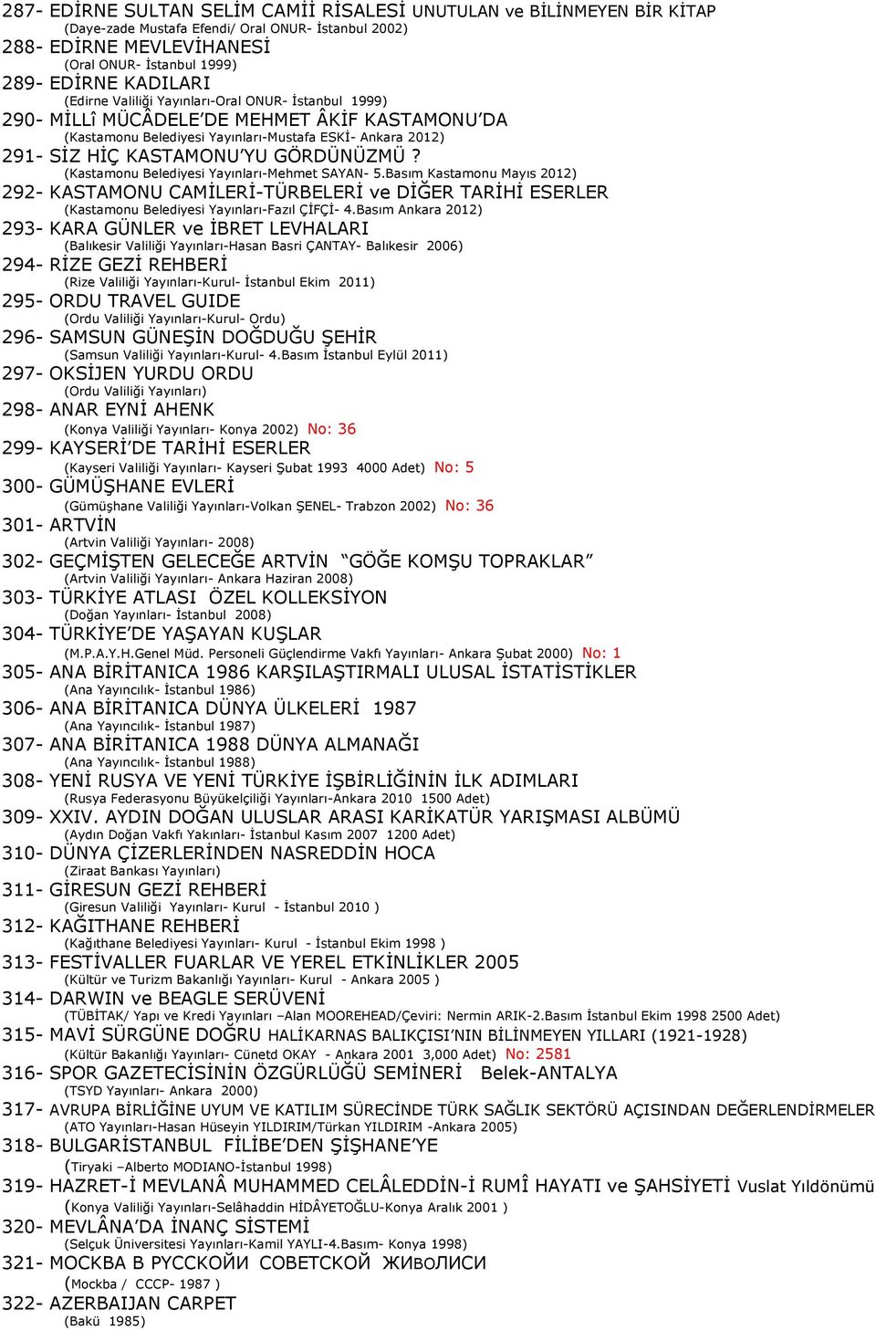 (Kastamonu Belediyesi Yayınları-Mehmet SAYAN- 5.Basım Kastamonu Mayıs 2012) 292- KASTAMONU CAMİLERİ-TÜRBELERİ ve DİĞER TARİHİ ESERLER (Kastamonu Belediyesi Yayınları-Fazıl ÇİFÇİ- 4.