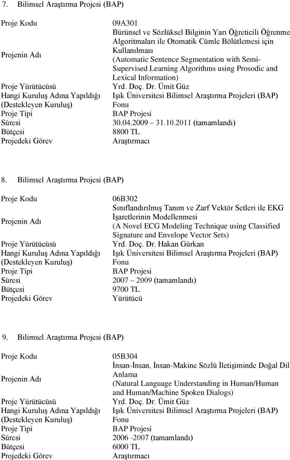 Bilimsel Araştırma Projesi (BAP) 06B302 Sınıflandırılmış Tanım ve Zarf Vektör Setleri ile EKG İşaretlerinin Modellenmesi (A Novel ECG Modeling Technique using Classified Signature and Envelope Vector