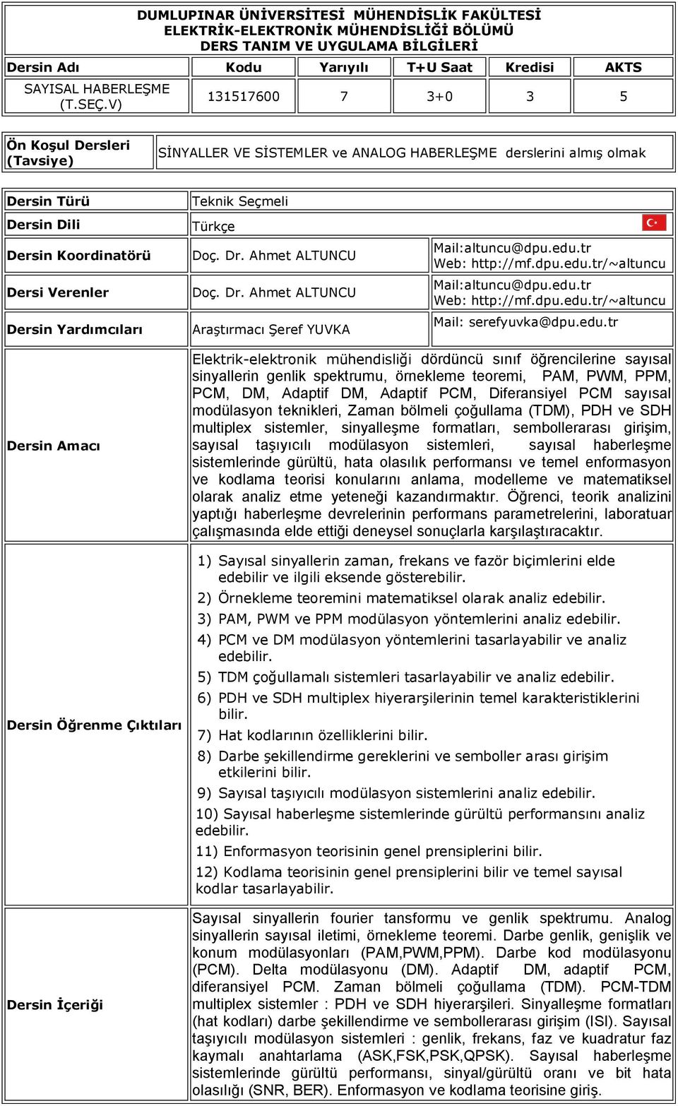 Teknik Seçmeli Türkçe Doç. Dr. Ahmet ALTUNCU Doç. Dr. Ahmet ALTUNCU Araştırmacı Şeref YUVKA Mail:altuncu@dpu.edu.tr Web: http://mf.dpu.edu.tr/~altuncu Mail:altuncu@dpu.edu.tr Web: http://mf.dpu.edu.tr/~altuncu Mail: serefyuvka@dpu.