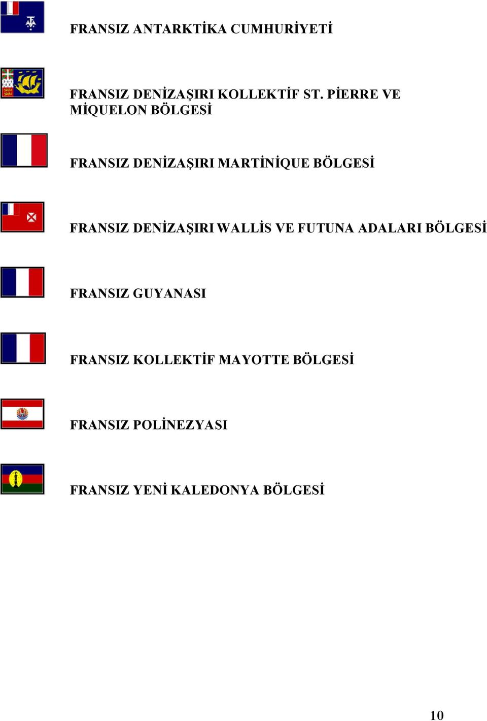 FRANSIZ DENİZAŞIRI WALLİS VE FUTUNA ADALARI BÖLGESİ FRANSIZ GUYANASI