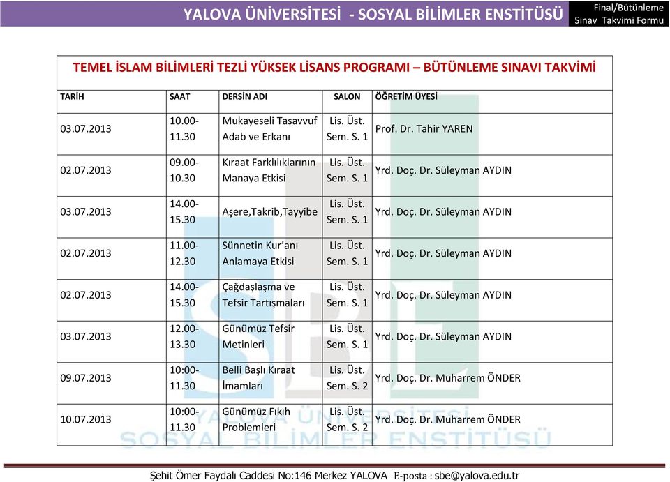 Tahir YAREN Kıraat Farklılıklarının Manaya Etkisi Aşere,Takrib,Tayyibe 11.00-12.