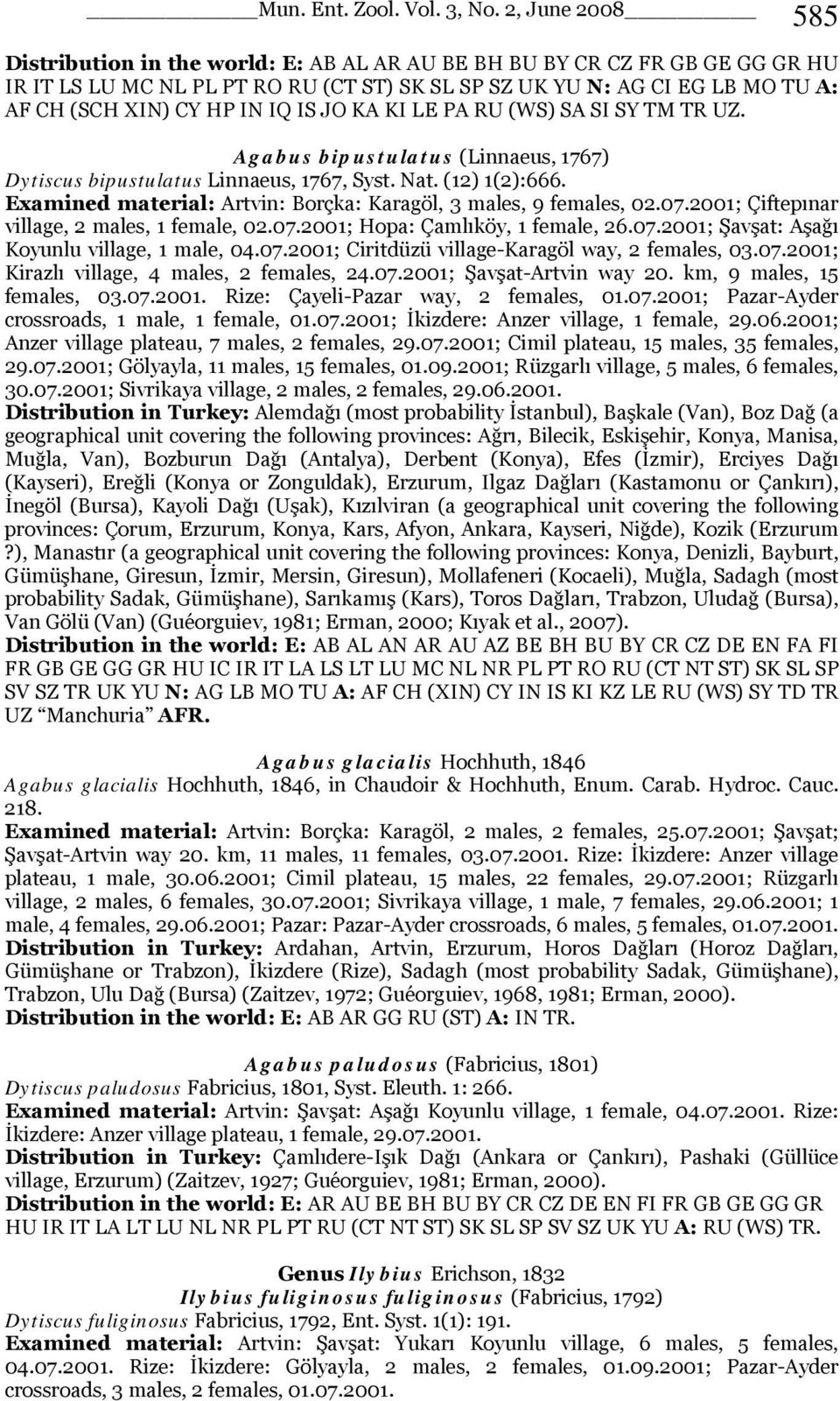 IQ IS JO KA KI LE PA RU (WS) SA SI SY TM TR UZ. Agabus bipustulatus (Linnaeus, 1767) Dytiscus bipustulatus Linnaeus, 1767, Syst. Nat. (12) 1(2):666.