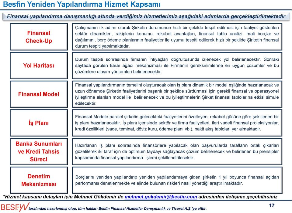 ödeme planlarının faaliyetler ile uyumu tespiti edilerek hızlı bir şekilde Şirketin finansal durum tespiti yapılmaktadır.