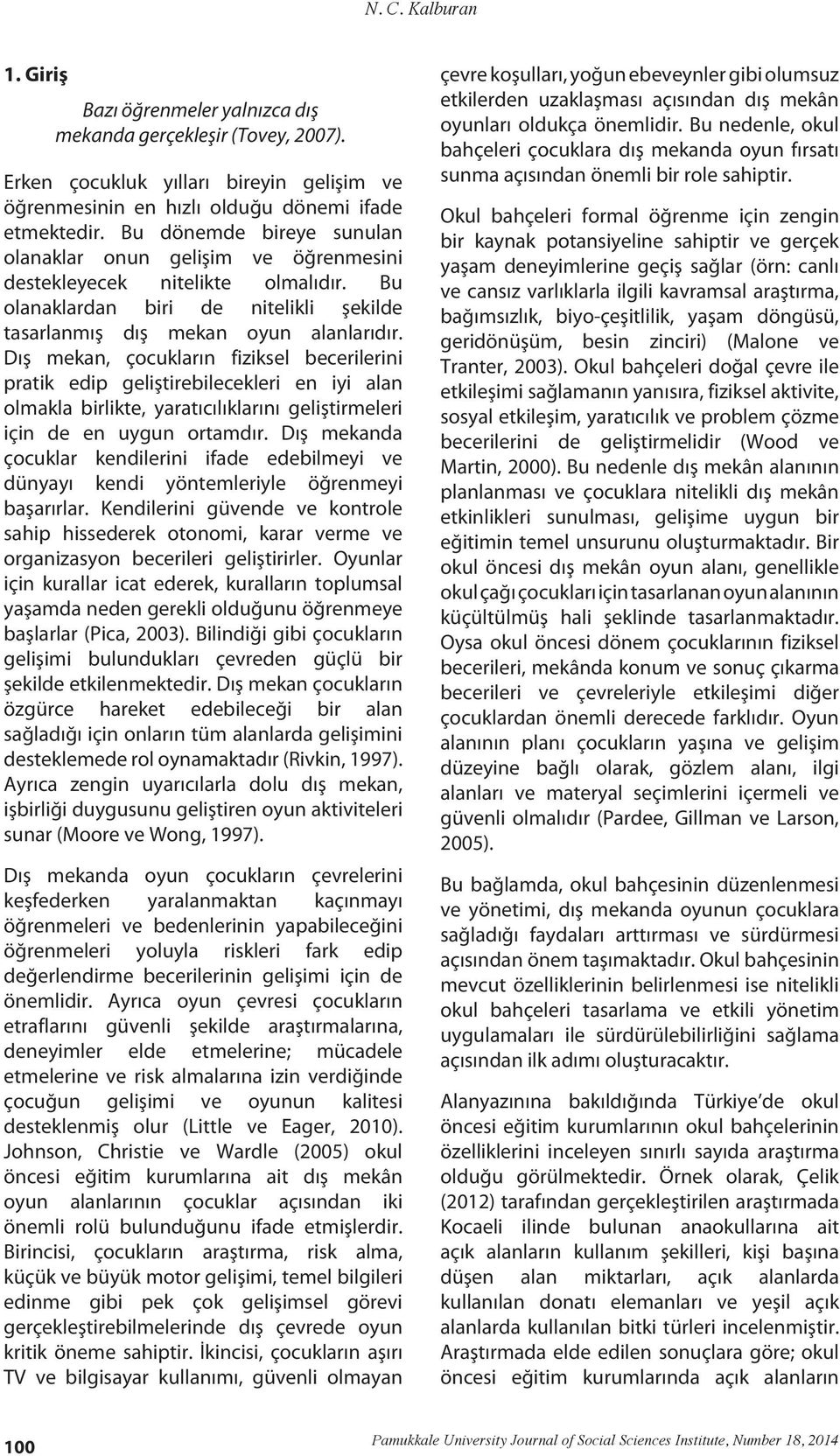 Dış mekan, çocukların fiziksel becerilerini pratik edip geliştirebilecekleri en iyi alan olmakla birlikte, yaratıcılıklarını geliştirmeleri için de en uygun ortamdır.