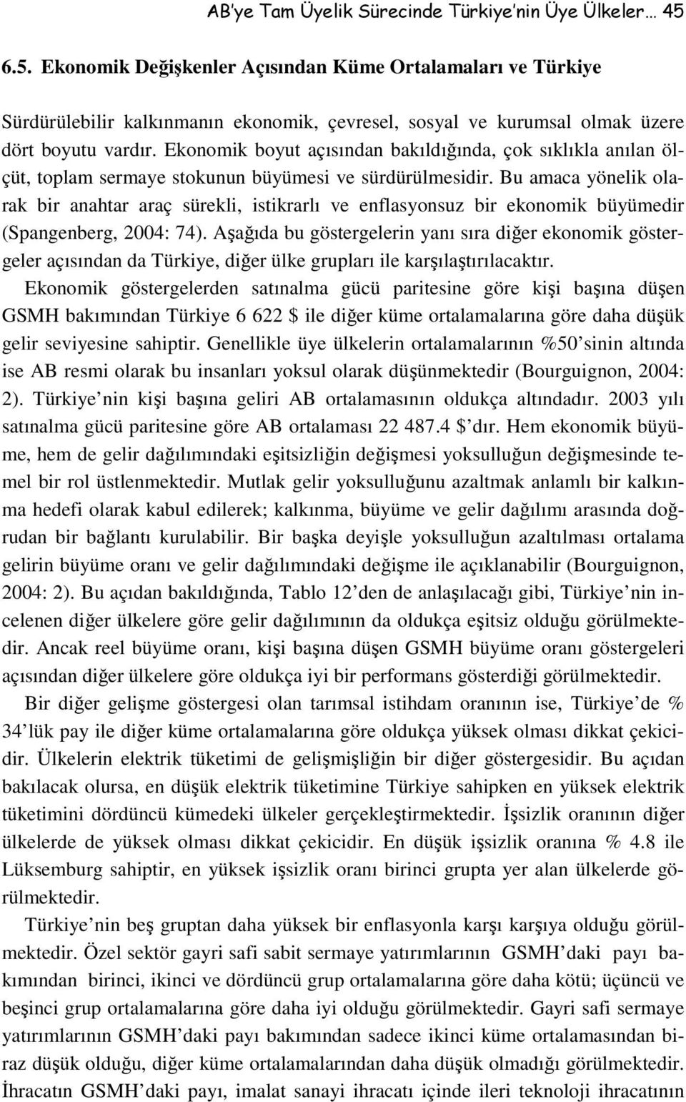 Ekonomik boyut açısından bakıldığında, çok sıklıkla anılan ölçüt, toplam sermaye stokunun büyümesi ve sürdürülmesidir.