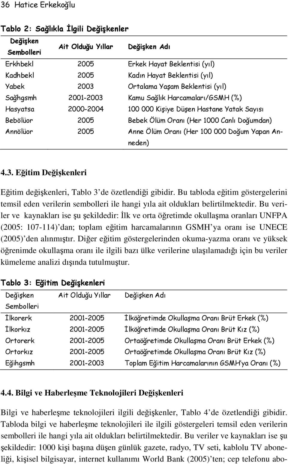 Doğumdan) Annölüor 2005 Anne Ölüm Oranı (Her 100 000 Doğum Yapan Anneden) 4.3. Eğitim Değişkenleri Eğitim değişkenleri, Tablo 3 de özetlendiği gibidir.