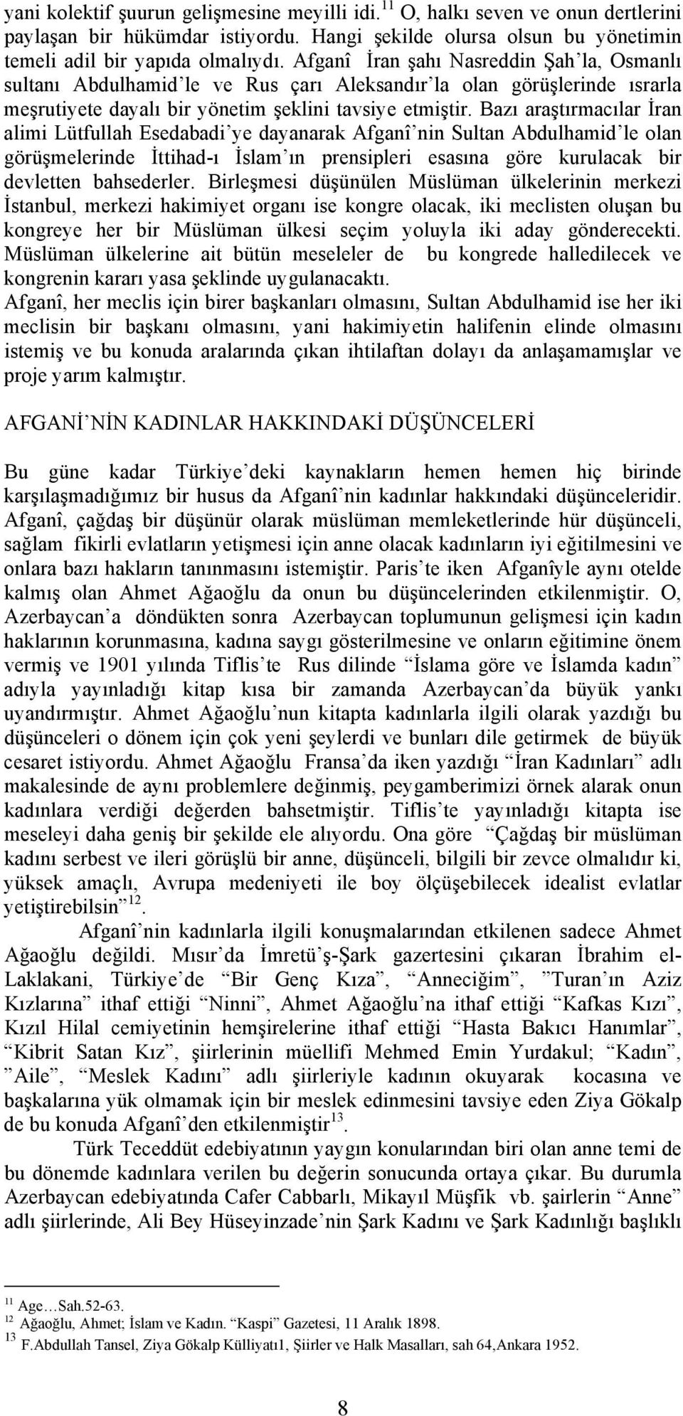 Bazı araştırmacılar İran alimi Lütfullah Esedabadi ye dayanarak Afganî nin Sultan Abdulhamid le olan görüşmelerinde İttihad-ı İslam ın prensipleri esasına göre kurulacak bir devletten bahsederler.