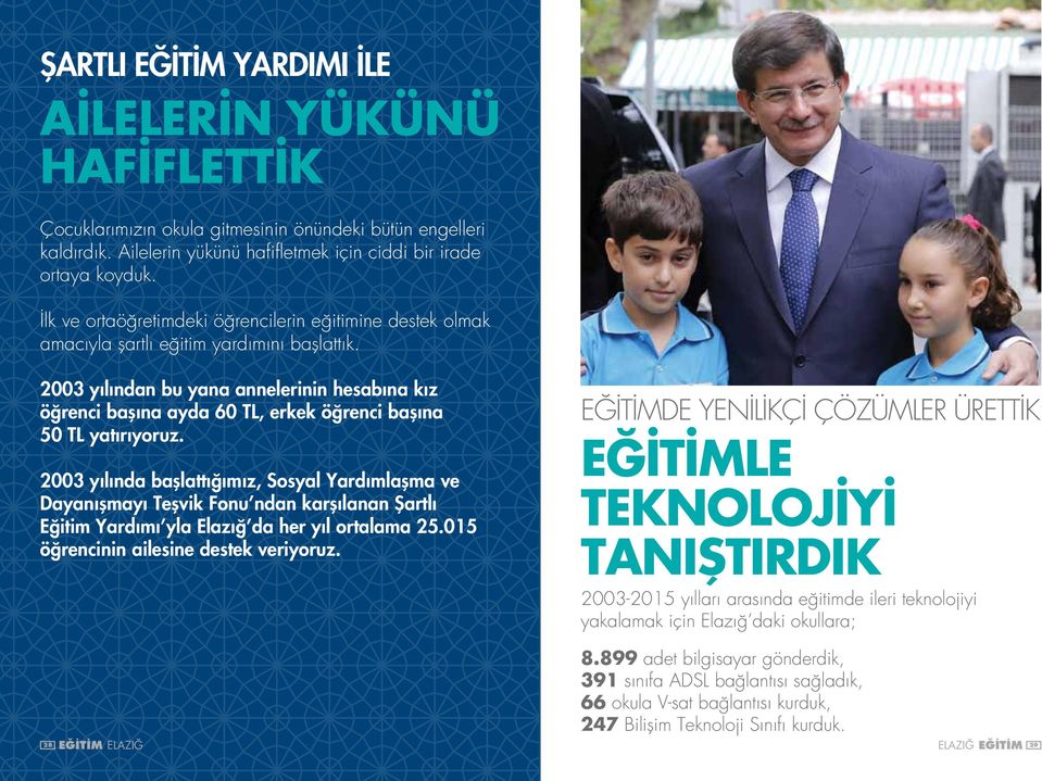 2003 yılından bu yana annelerinin hesabına kız öğrenci başına ayda 60 TL, erkek öğrenci başına 50 TL yatırıyoruz.