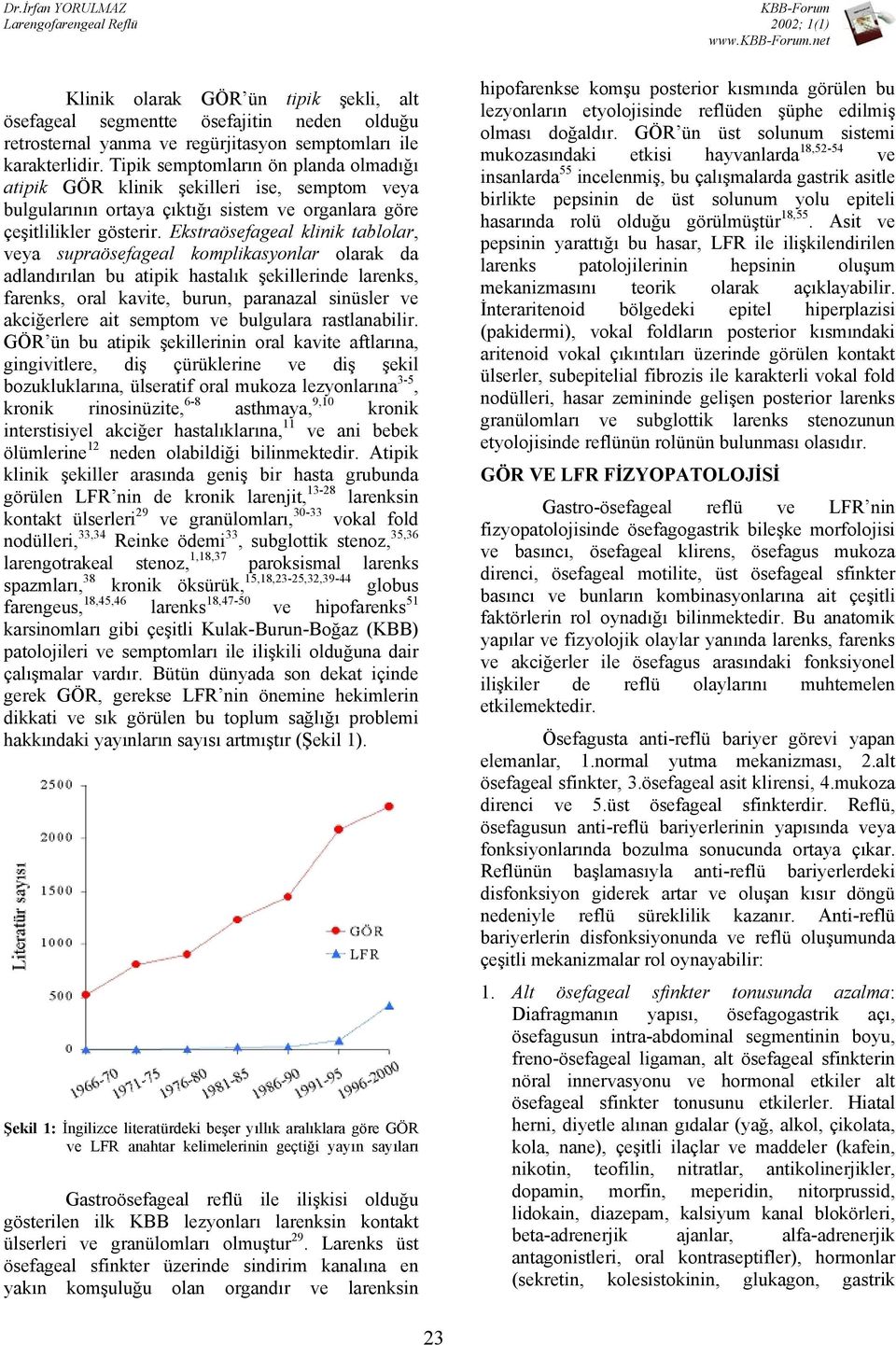 Ekstraösefageal klinik tablolar, veya supraösefageal komplikasyonlar olarak da adlandırılan bu atipik hastalık şekillerinde larenks, farenks, oral kavite, burun, paranazal sinüsler ve akciğerlere ait