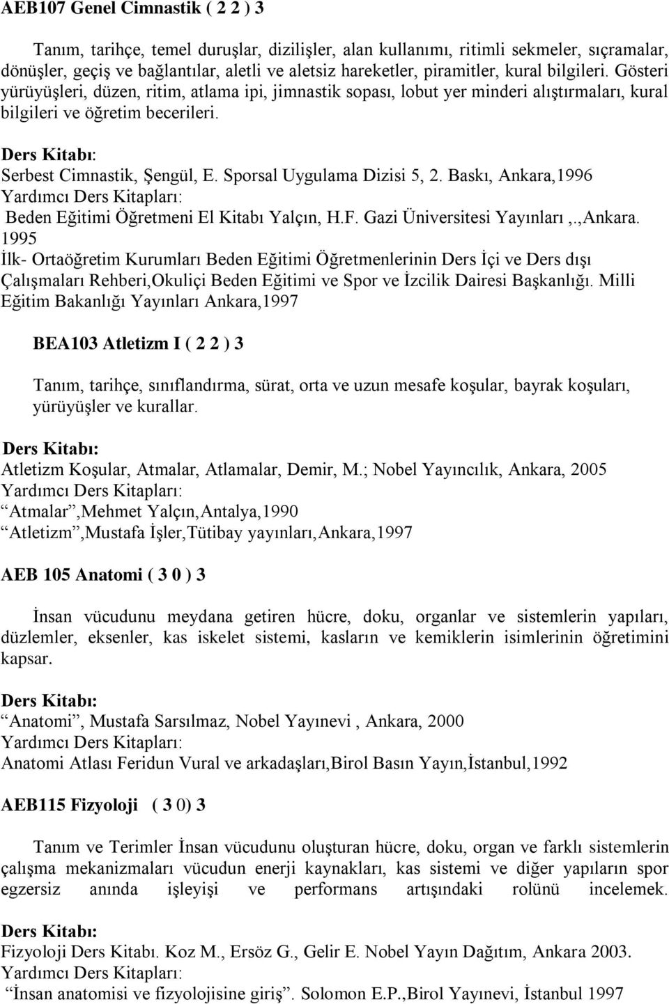Sporsal Uygulama Dizisi 5, 2. Baskı, Ankara,1996 Beden Eğitimi Öğretmeni El Kitabı Yalçın, H.F. Gazi Üniversitesi Yayınları,.,Ankara.