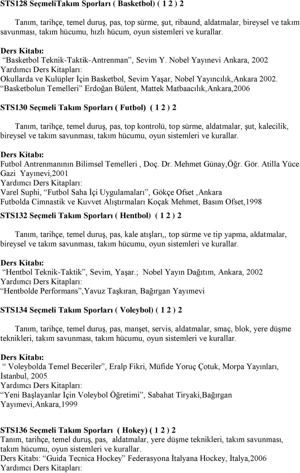 Basketbolun Temelleri Erdoğan Bülent, Mattek Matbaacılık,Ankara,2006 STS130 Seçmeli Takım Sporları ( Futbol) ( 1 2 ) 2 Tanım, tarihçe, temel duruş, pas, top kontrolü, top sürme, aldatmalar, şut,