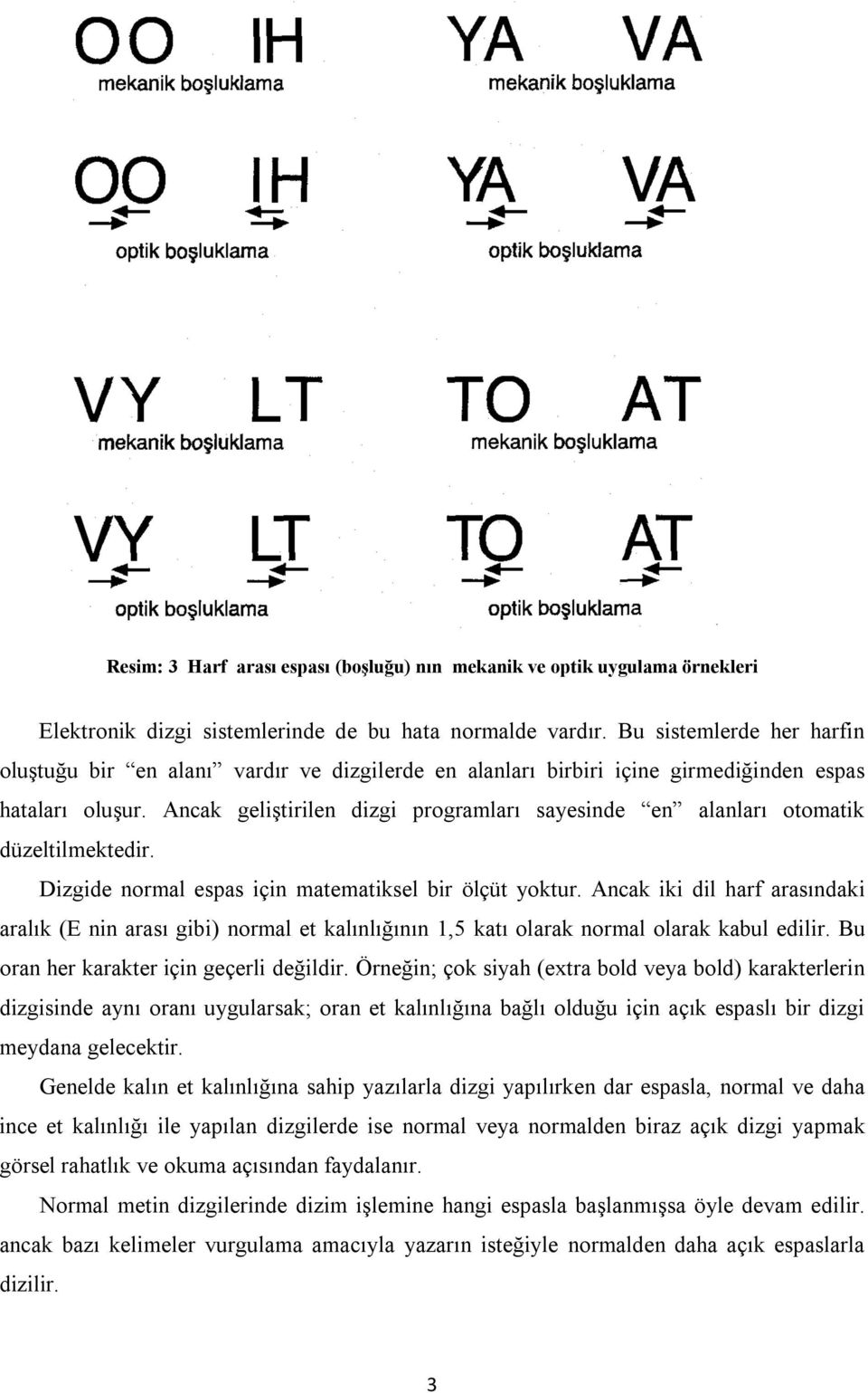 Ancak geliştirilen dizgi programları sayesinde en alanları otomatik düzeltilmektedir. Dizgide normal espas için matematiksel bir ölçüt yoktur.