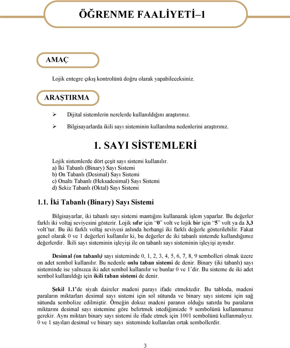 a) İki Tabanlı (Binary) Sayı Sistemi b) On Tabanlı (Desimal) Sayı Sistemi c) Onaltı Tabanlı (Heksadesimal) Sayı Sistemi d) Sekiz Tabanlı (Oktal) Sayı Sistemi.