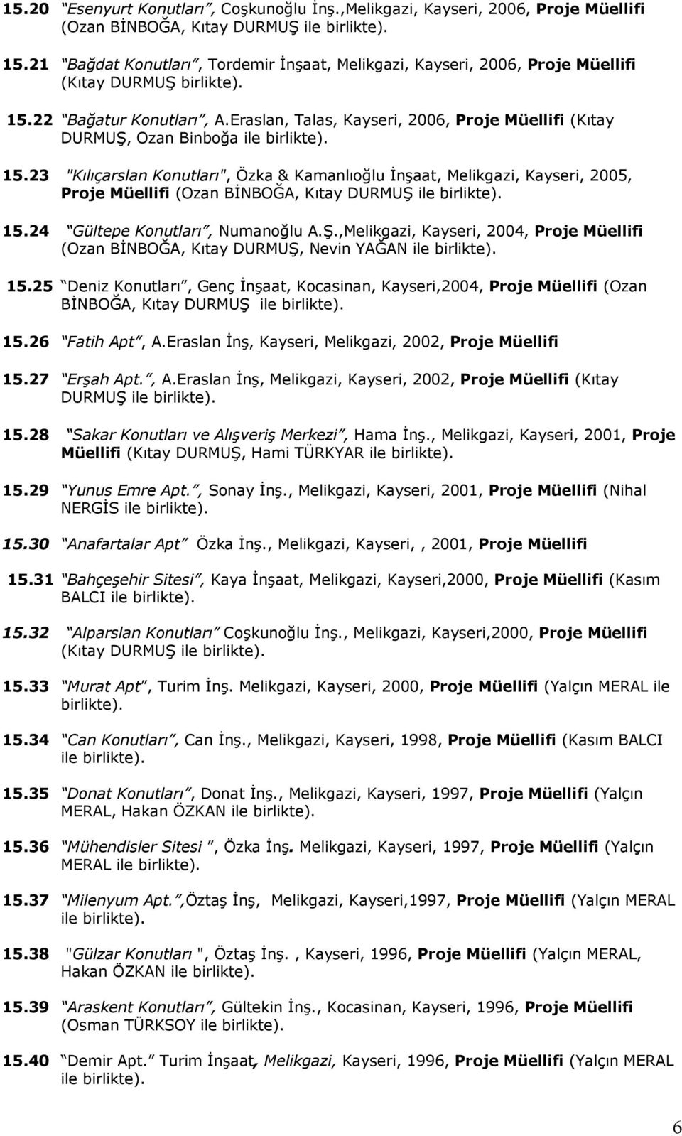 Eraslan, Talas, Kayseri, 2006, Proje Müellifi (Kıtay DURMUŞ, Ozan Binboğa ile 15.