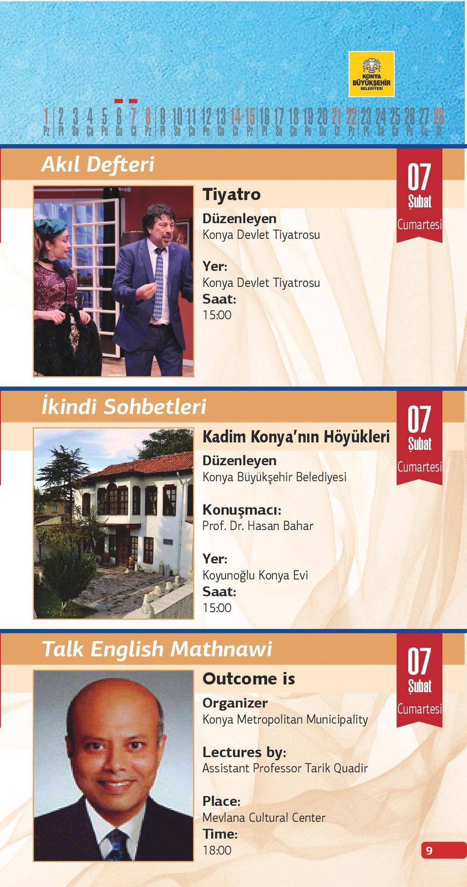 Hasan Bahar Koyunoğlu Konya Evi 15:00 Talk English Mathnawi Outcome is Organizer