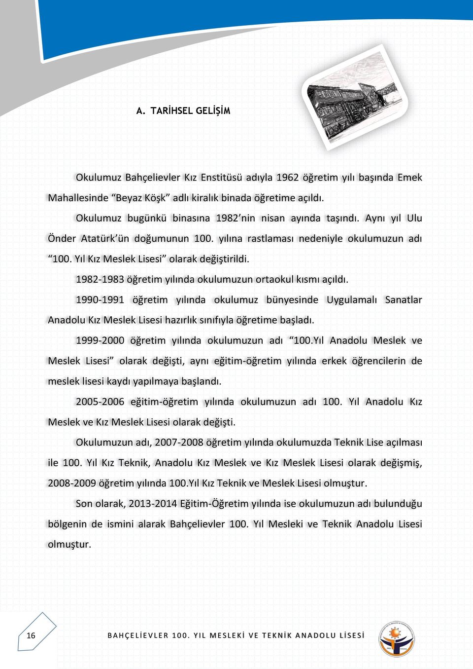 1982-1983 öğretim yılında okulumuzun ortaokul kısmı açıldı. 1990-1991 öğretim yılında okulumuz bünyesinde Uygulamalı Sanatlar Anadolu Kız Meslek Lisesi hazırlık sınıfıyla öğretime başladı.