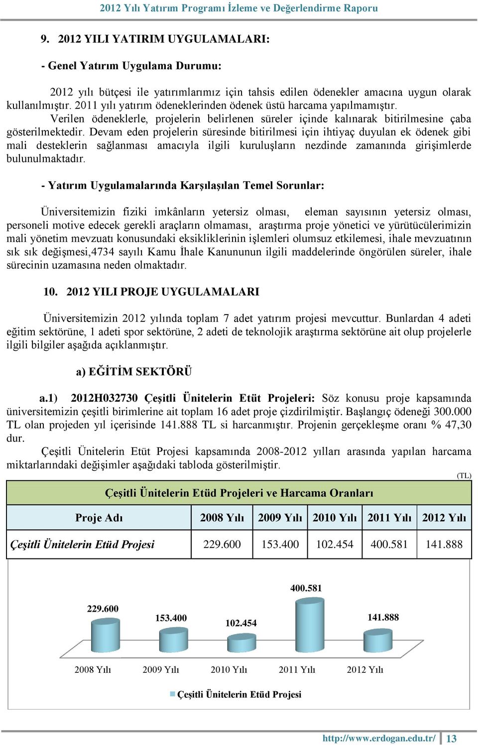 Devam eden projelerin süresinde bitirilmesi için ihtiyaç duyulan ek ödenek gibi mali desteklerin sağlanması amacıyla ilgili kuruluşların nezdinde zamanında girişimlerde bulunulmaktadır.