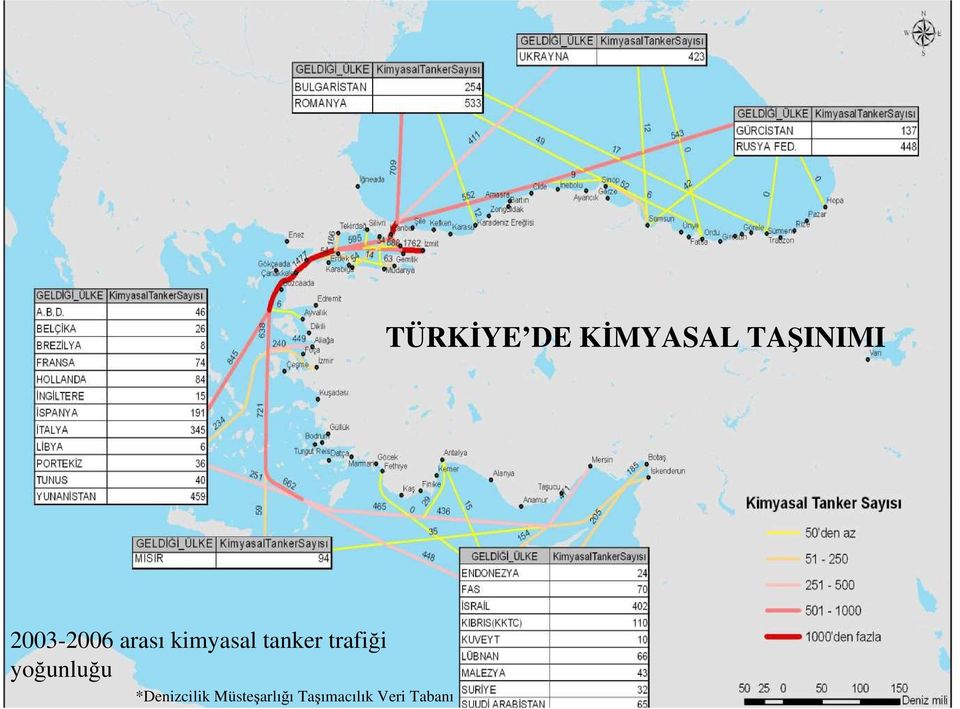 kimyasal tanker trafiği yoğunluğu