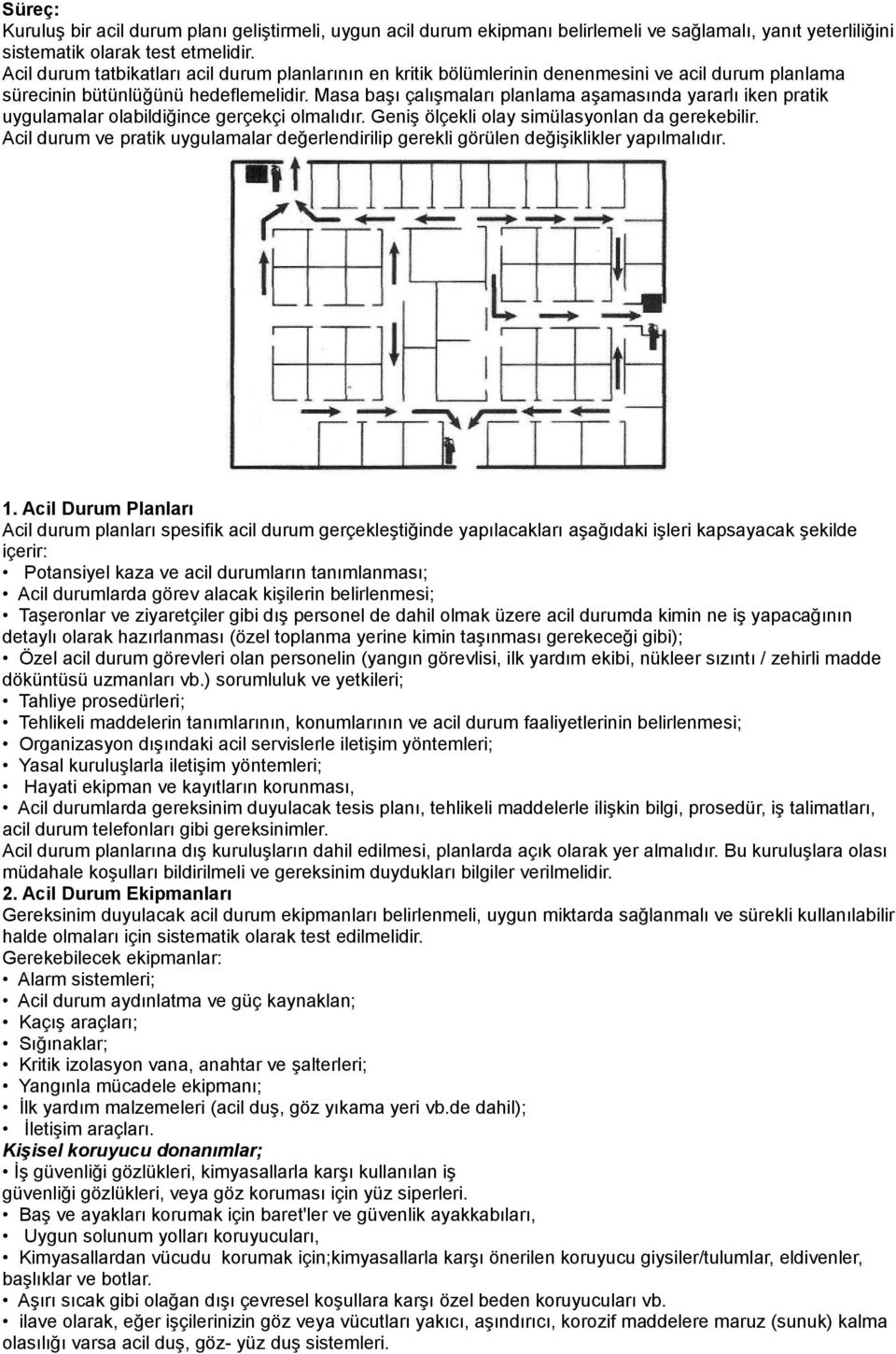 Masa başı çalışmaları planlama aşamasında yararlı iken pratik uygulamalar olabildiğince gerçekçi olmalıdır. Geniş ölçekli olay simülasyonlan da gerekebilir.