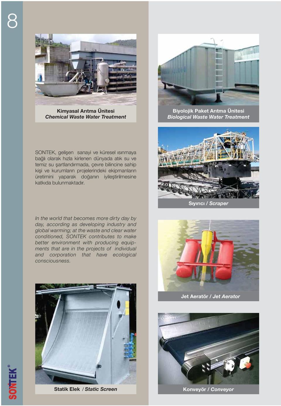 Sıyırıcı / Scraper In the world that becomes more dirty day by day, according as developing industry and global warming; at the waste and clear water conditioned, SONTEK contributes to make